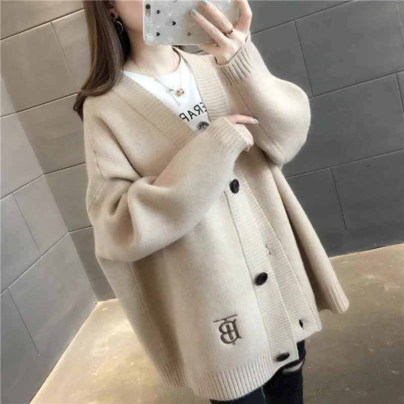 

Женский вязаный кардиган, Свободный Повседневный жакет в западном стиле, Осень-зима 2022