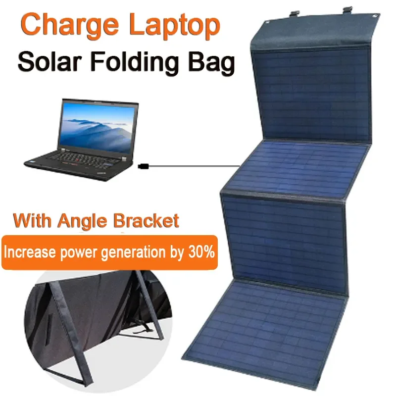 

150W Solar Panel Folding Bag with Bracket USB+DC Output Charger Device Portable Foldable Bag Outdoor Travel Hiking Power Supply