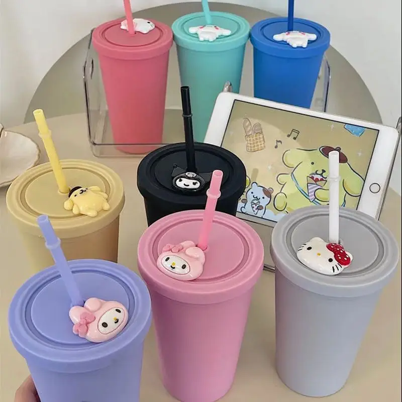 

Anime Cartoon Sanrio Kawaii My Melody Kitty Straw Cup Water Cup Simple Cartoon Cute Kuromi Couple Cup Coffee Cup Milk Tea Cup