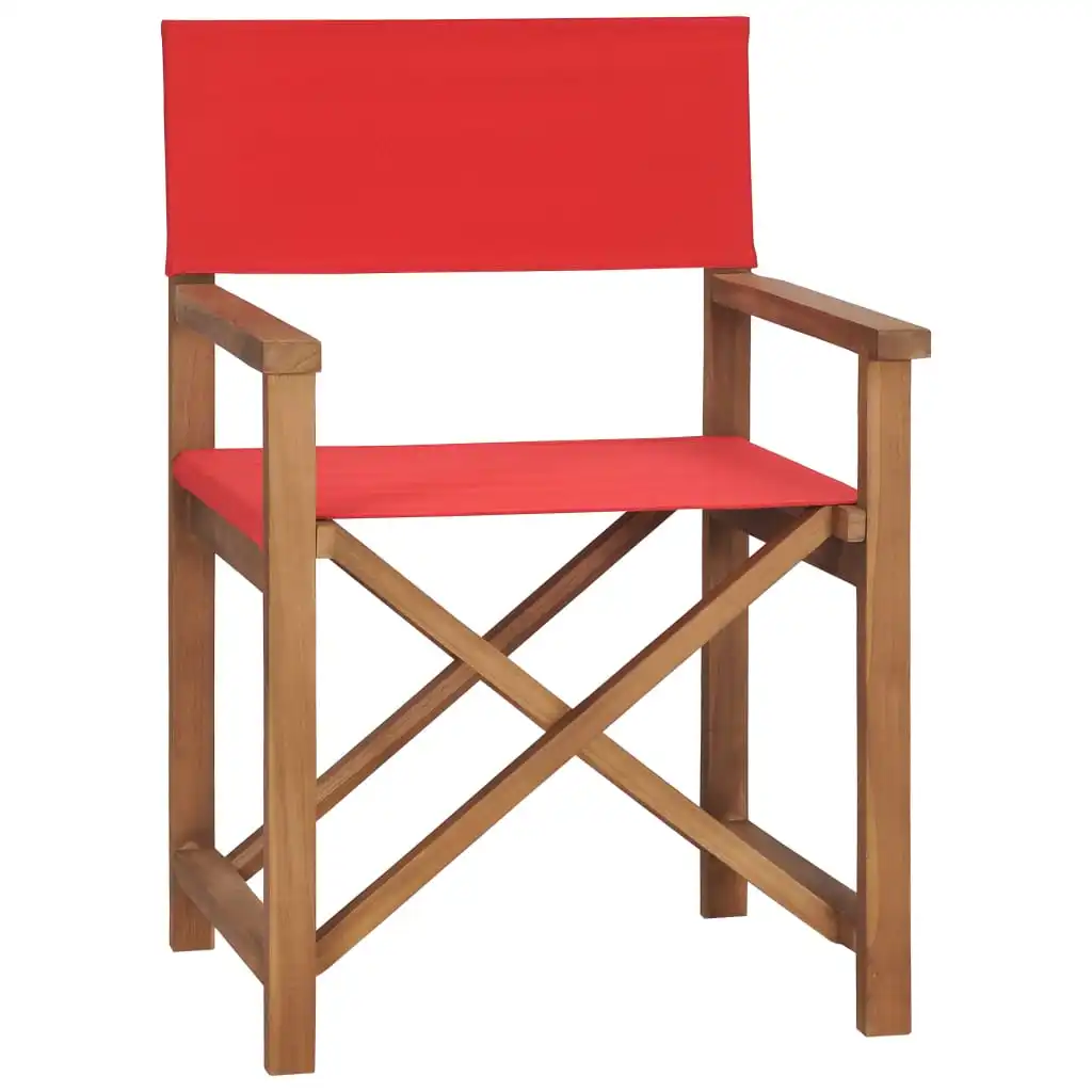 

Director's Chair, Solid Teak Wood Outdoor Seat Chair, Patio Furniture Red 57.5 x 54.5 x 85 cm