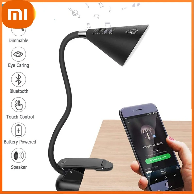 

Xiaomi LED Flexible Clip Desk Lamp with Bluetooth Speaker Portable touch switch for reading stepless dimming brightness light