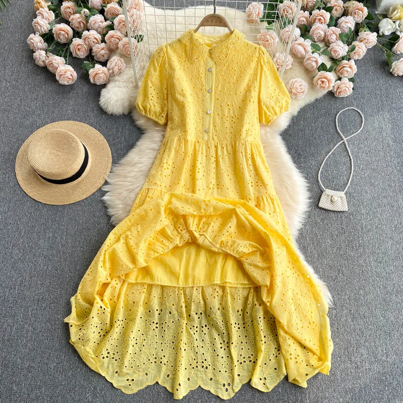 

Корейские разноцветные вечерние платья для женщин 2022 летнее женское платье с вышивкой с вырезами свободное богемное платье с рукавами-фона...