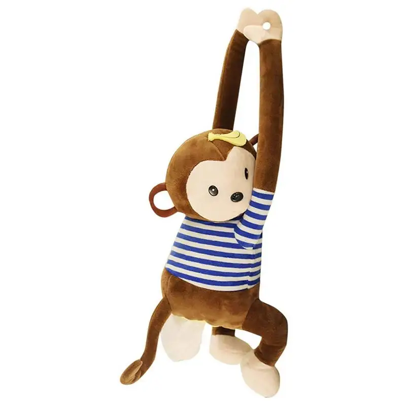 Creative Cute Cartoon Monkey Home Office Car Hanging Paper Napkin Tissue Box Cover Holder Portable Paper Box Soft 3D Animals