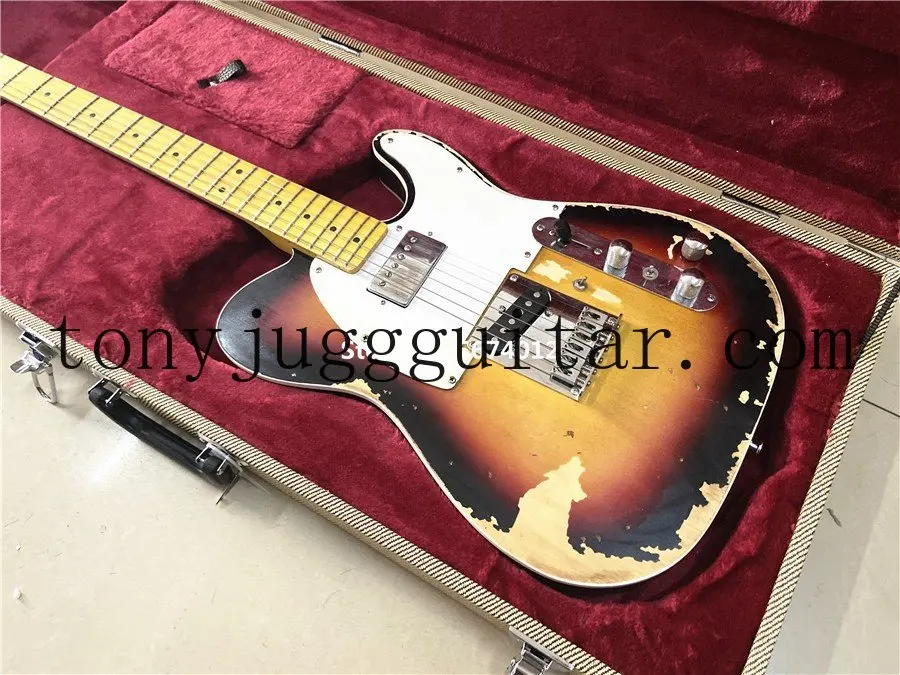 

Master Built Heavy Relic Worn Vintage Sunburst Andy Summer Tele TL Electric Guitar Boom Switch, H-S control ,Aged Hardware
