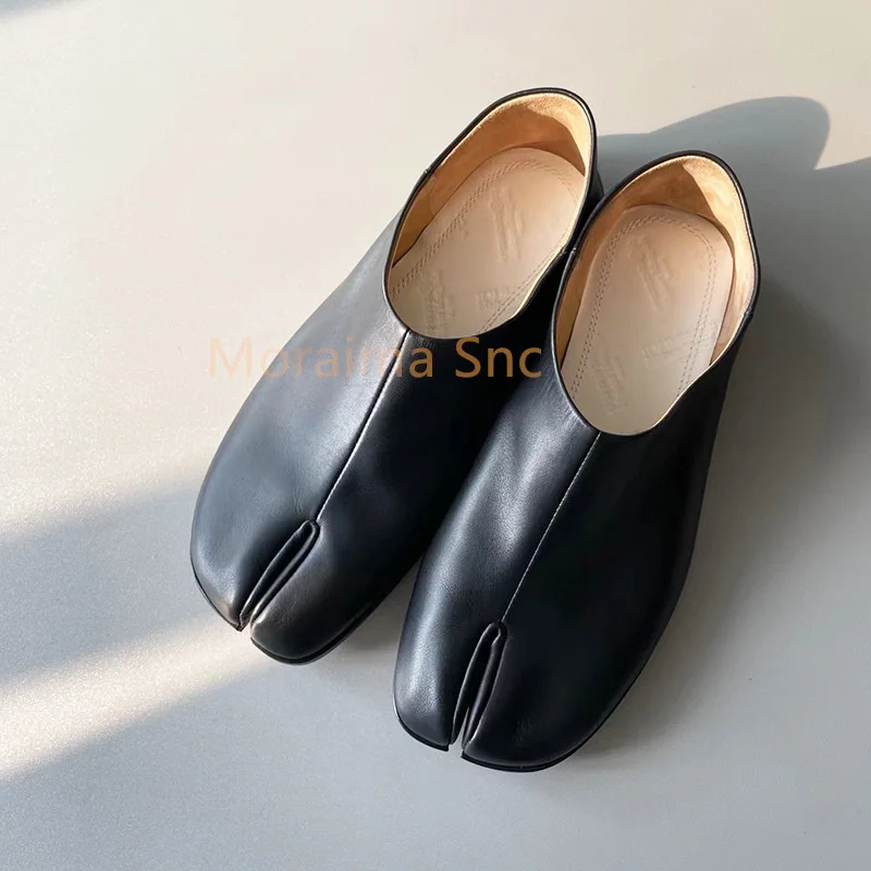Soft Cowhide Split Toe Shoes for Women Ballet Single Shoes Flats Casual Shoes Solid Color Comfortable Breathable Ladies Shoe