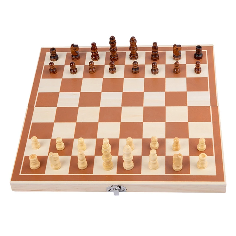 

Top!-Wooden Folding International Chess Set Folding Chess Board Kit Portable Classic Standard Board Game for Kids Adult