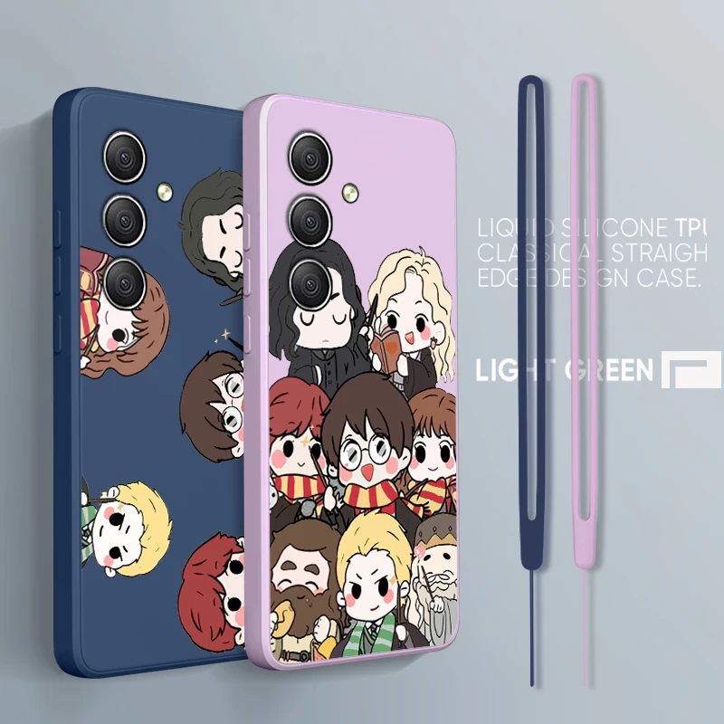 

H-Harryrs Potters Fantasy Novels For Samsung A34 A14 A52S A54 A23 A13 A73 A03Core A22 4G 5G Liquid Rope Silicone Phone Case