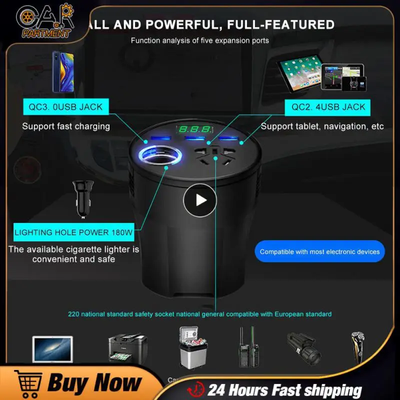 

Преобразователь питания 12 В/24 В в 220 В, портативный бытовой преобразователь питания, многофункциональное зарядное устройство для автомобильной розетки, универсальные автомобильные аксессуары