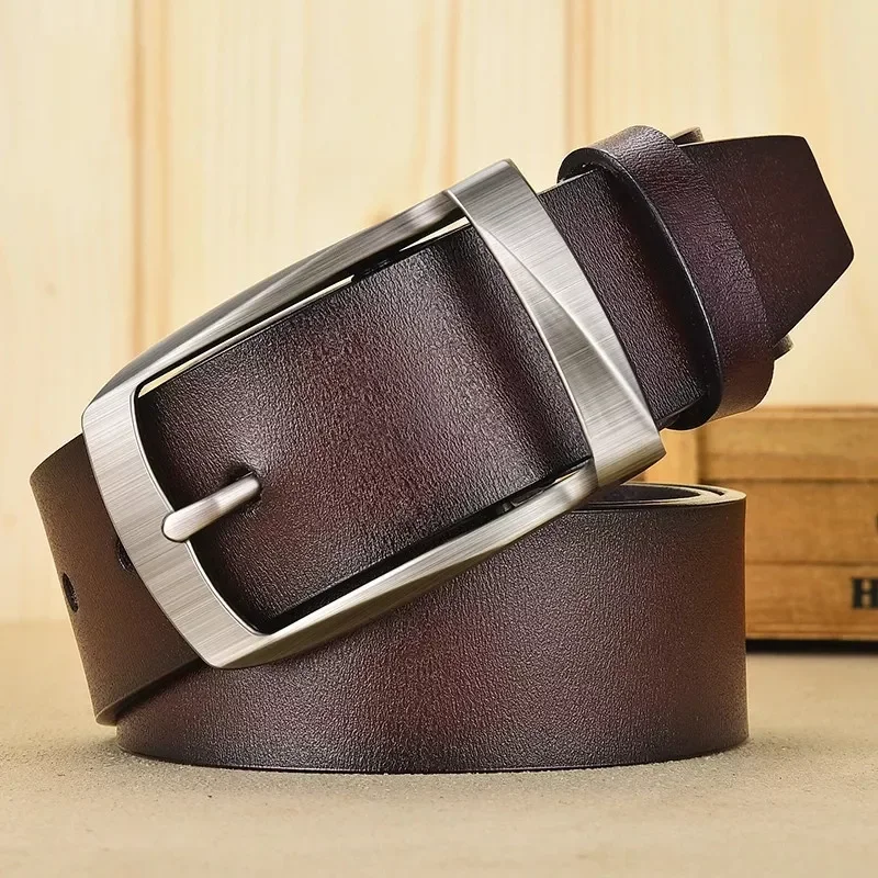 Men belt Genuine Leather Luxury brand fashion Alloy pin buckle the belts for Men High quality vintage youth belt