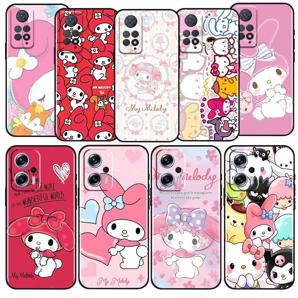 

Melody Cute For Xiaomi Redmi Note 12 11 11T 10 9 8 7 6 5 4 Pro 5G 4G Silicone Soft Shockproof Black Phone Case Coque Capa Fundas