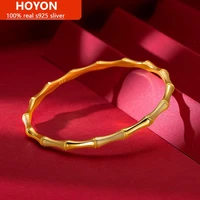 hoyon 24k color 999 pure sand gold rising bamboo bangle for women jewelry golden sand bamboo bracelet gift for girlfriend free