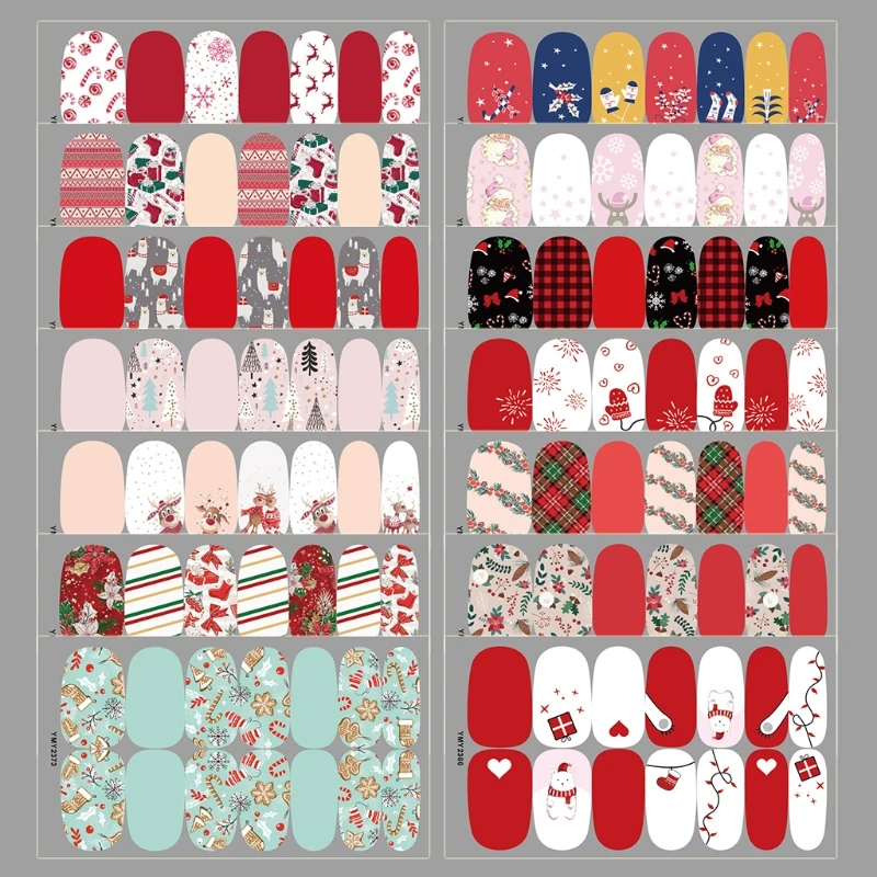 

Christmas Nail Designs Nails Art 3D Decals Wraps Reindeer Santa Nail Stickers K3NE