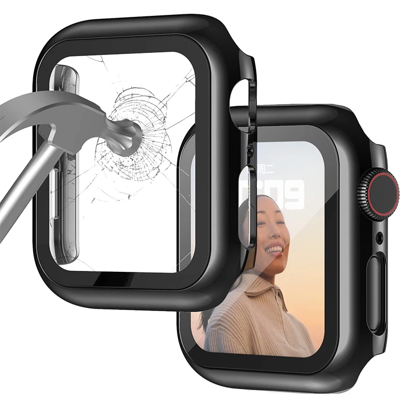 360 Cover for Apple Watch Case 45mm 41mm 44mm 40mm 42mm 38mm Bumper Screen Protector+Glass for Iwatch Series 7 6 5 4 3 2 1 SE