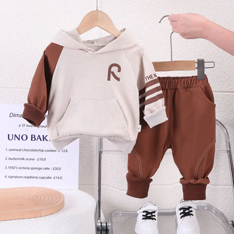 

Children's Clothing Spring and Autumn New Boys' Infant and Toddler Baby Set Sweater Comfortable Long Sleeve Set Two Piece Set