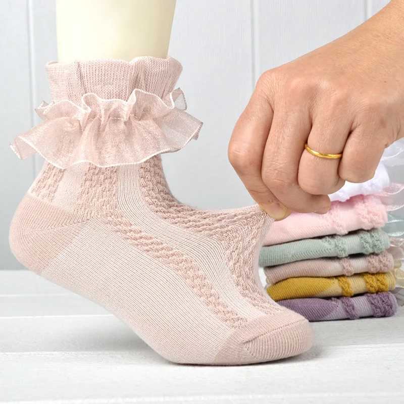 

New Baby Girls Socks Kids Girl Frilly Lace Tutu Socks Cotton Children Dance Princess Sock Flowers Ruffled Solid Ankle Socks
