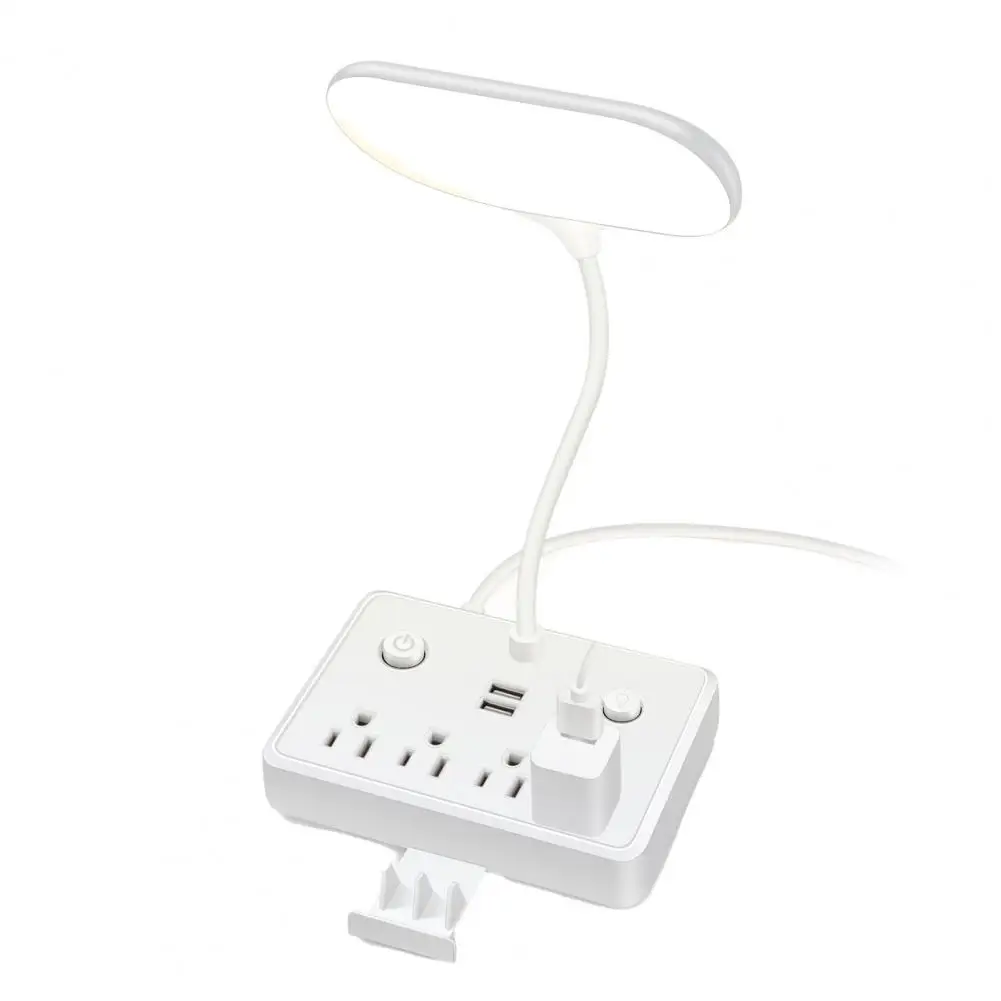 

Practical Power Strip Energy-saving Desk Lamp Flexible Hose Design Eye-Caring Desk Lamp with 2 USB Charging Ports Illumination