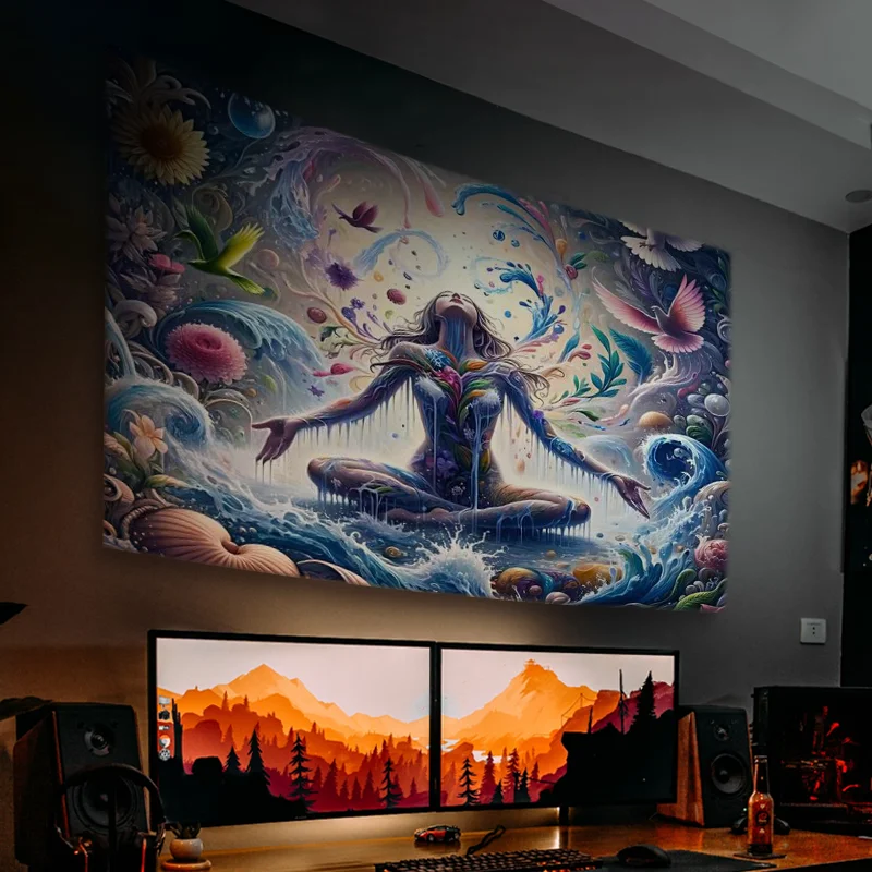 Искусственный Водопад Гобелен Настенный Декоративная Полиэфирная Ткань Для