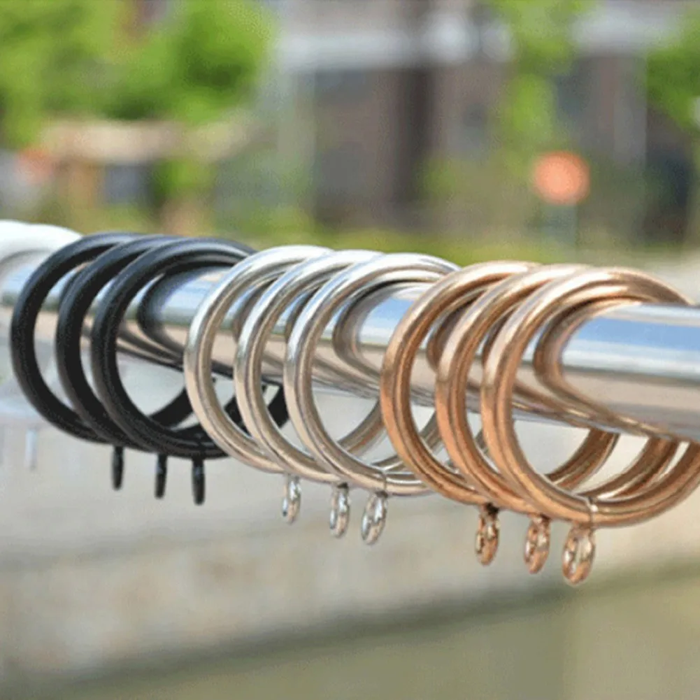 

10PCS Metal Curtain Rings Hanging Hooks For Curtains Rods Pole Voile Heavy Duty Curtain Decorative Accessories