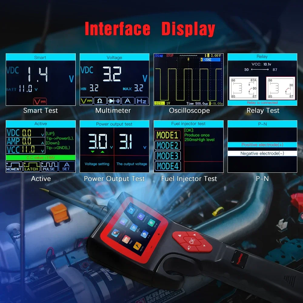 2024 Best TopDiag P200 12 В 24 SMART HOOK Power Probe Автомобильный тестер цепей Реле Тест для