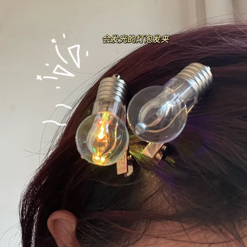 

Minar Creative Transparent Acrylic Resin Light Bulb Barrette for Women Wholesale Silver Plated Alloy Shine Hair Clip Headwear