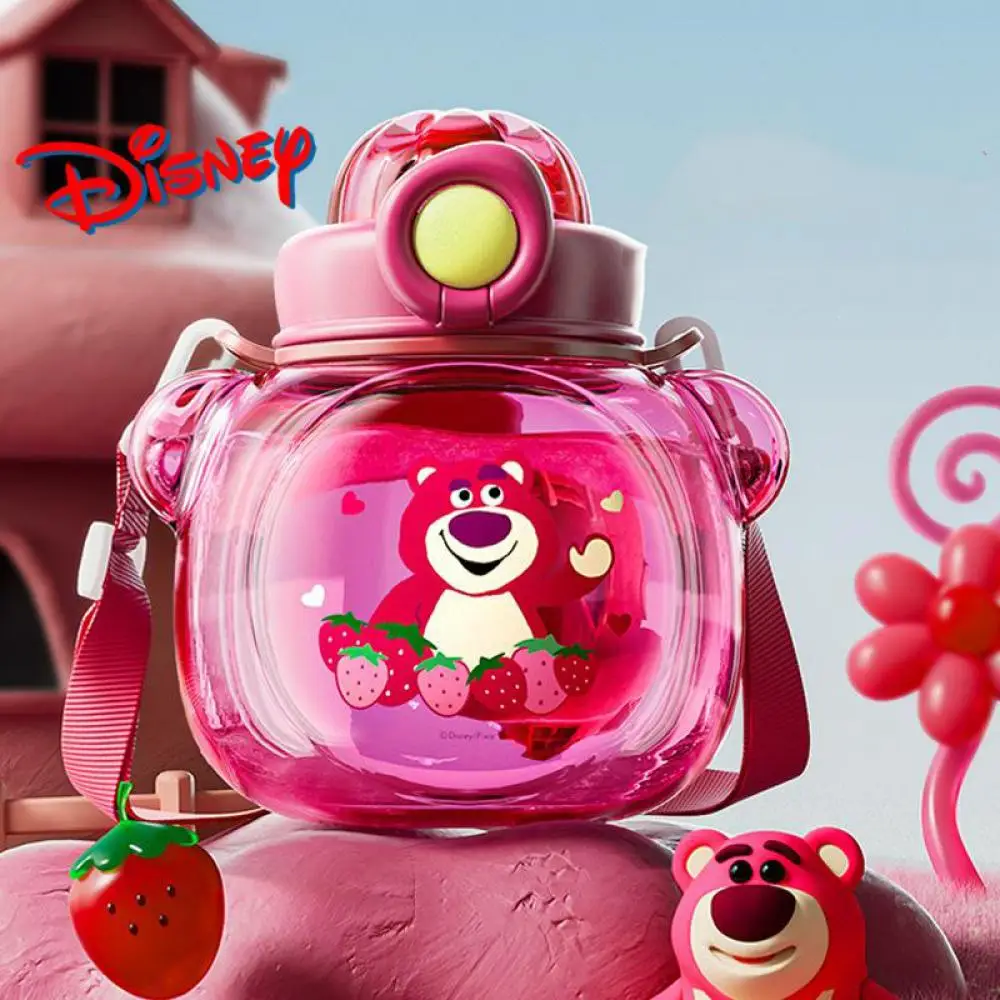 

1100Ml Disney Sport Bottle Lots-O'-Huggin' Bear Cup Cartoon Plastic Solids Feeding Convenient Outdoor Children Glass with Straws