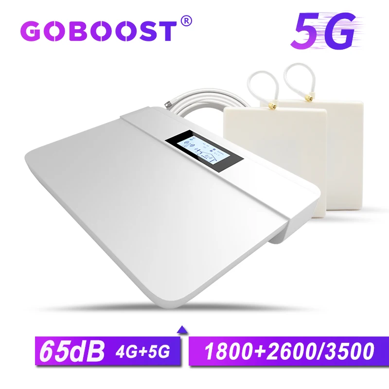 

GOBOOST 5G 4G Signal Booster LTE 1800 TDD 2600 3500 MHz Cellular Amplifier FDD B3 and NR41 or NR 78 Dual Band Repeater Full Set