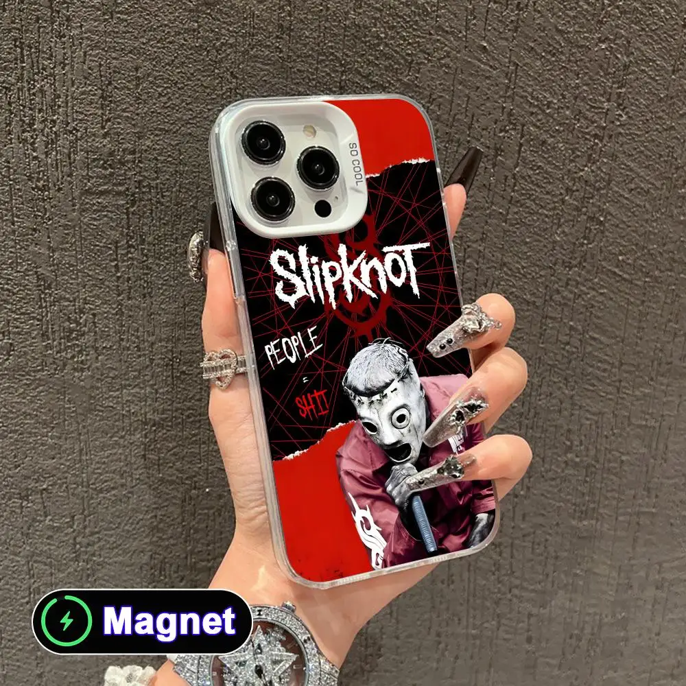 Фото Модный чехол S-Slipknot-S для iPhone 17 16 15 14 13 12 11 X XR XS Air Pro Max Plus, цветной, серебристый, с магнитом №4