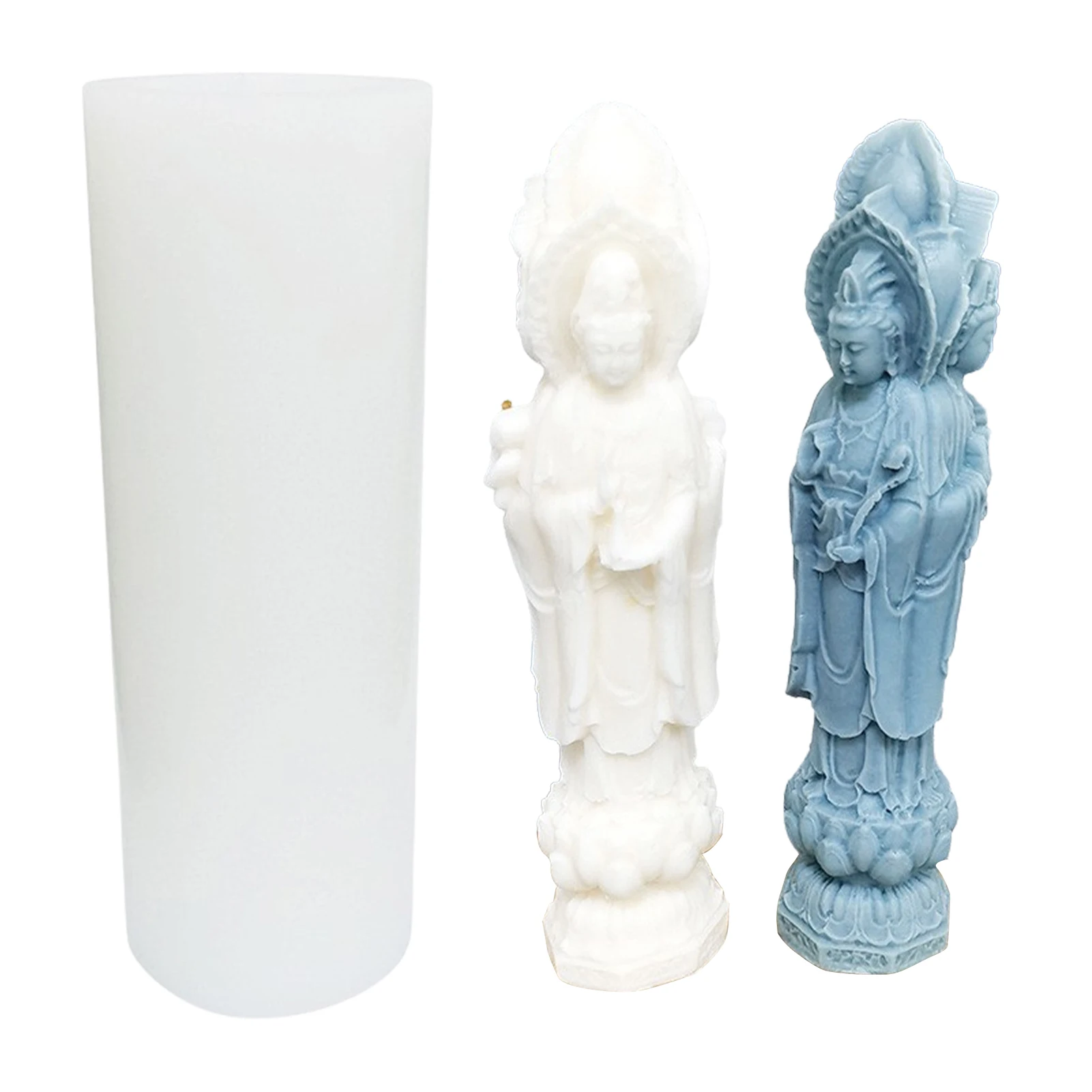 

Buddha Statues Candles Mold 3D Guanyin Silicone Mold Gypsum Resin Molds Aromatherapy Plaster Crafts Decoration Cement Gypsum