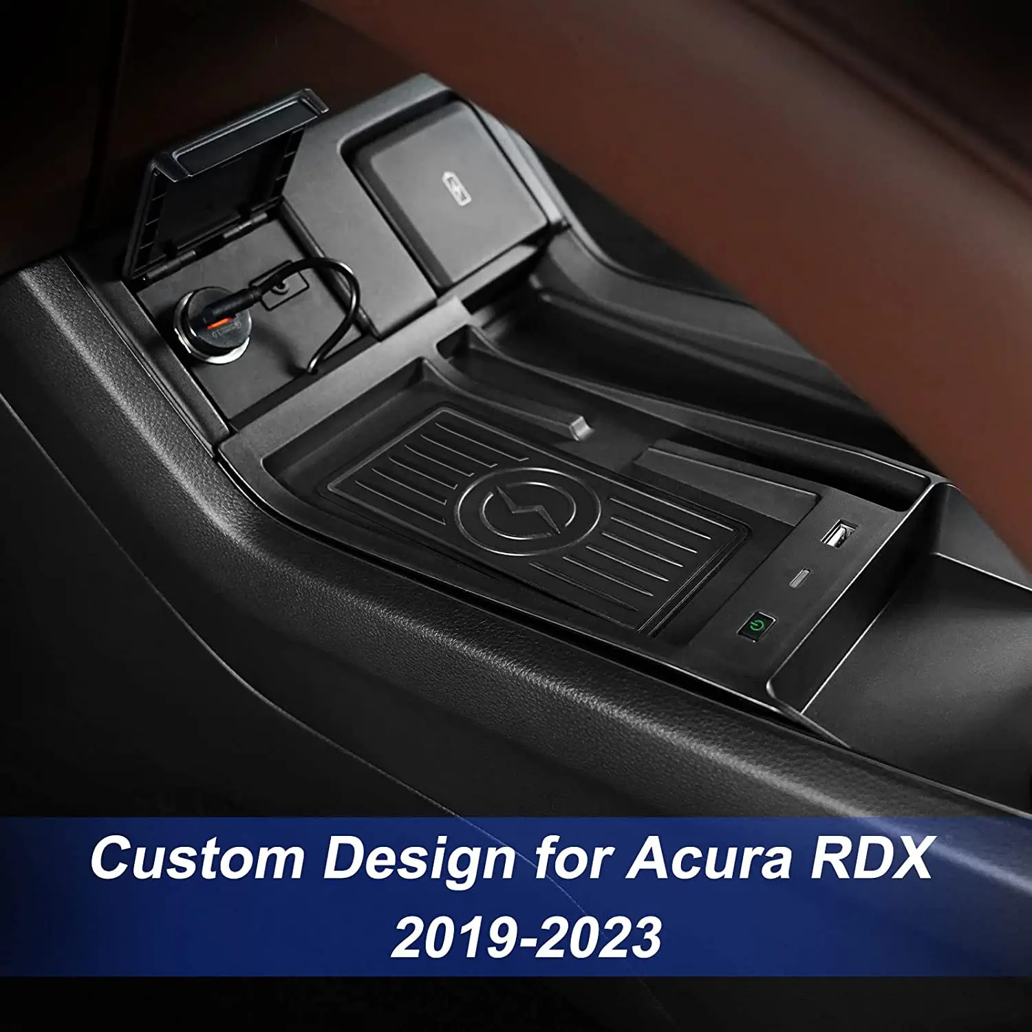 Автомобильное беспроводное зарядное устройство Qi для Acura RDX 2019 2020 2021 2022 2023 15 Вт