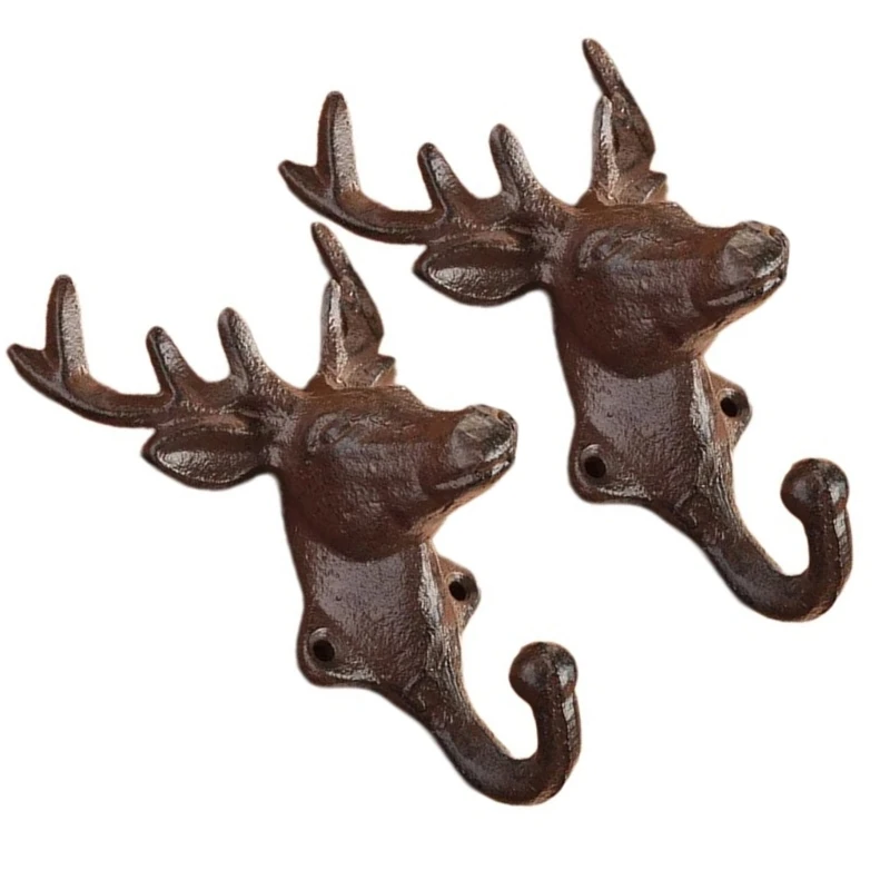 Набор из 2 прочных чугунных крючков рога для полотенец декоративных вешалок