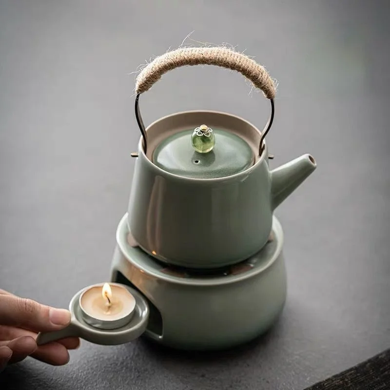 

260ml Ceramic Teapot Portable Handle Tea Set Warmer Insulation Base Tea Candle Heating Base Holder Tea Kettle Warmer Accessories