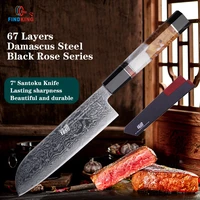 findking knife new black rose series resin rose pattern kitchen knives aus 10 damascus steel japanese 7 inch santoku chef knife