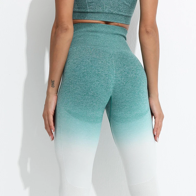 High Waist Sportswear Yoga Pants Seamless Gradient Leggings Gym for Women Clothing Workout Running Tights Fitness Female Pants