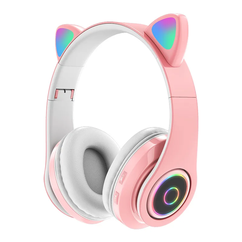 

Genuine B39 Bluetooth Stereo Headset Music Games Headset HiFi Sound Quality Cat Ear Cartoon Foldable with LED Light Plug-in card