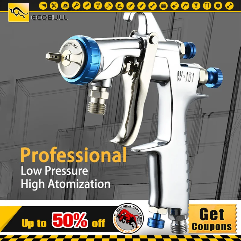 Высокое качество HVLP гравитационный распылитель 400CC пластиковый горшок металлическая чашка 1,3/1,8 мм W101 подлинный распылитель пневматическая краска Аэрограф инструмент