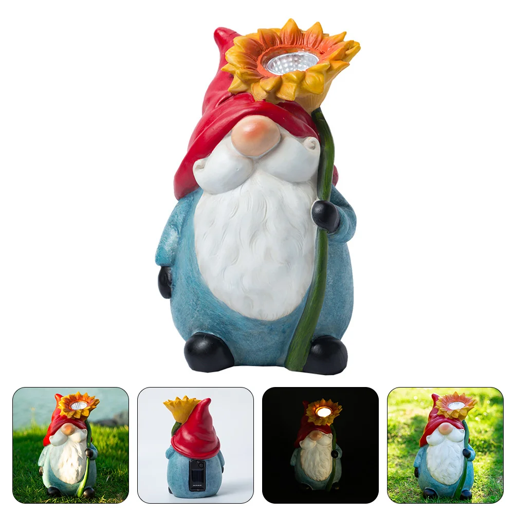 

Garden Gnome Statue Solar Light Outdoor Gnome Figurine Resin Gnome Ornament
