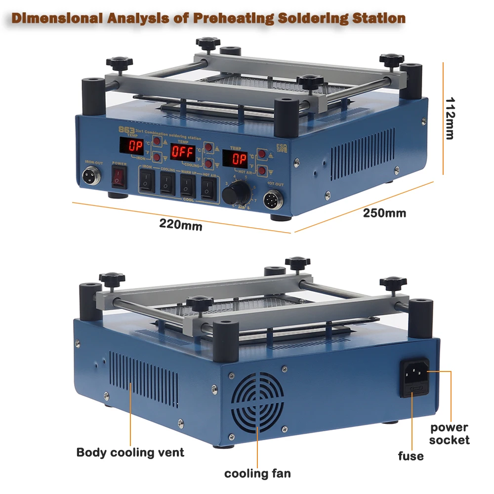 Soldering Station Soldering Iron Hot Air Gun Soldering and Rework Station PCB BGA Preheat Desoldering Station Phone Repair Tools images - 6