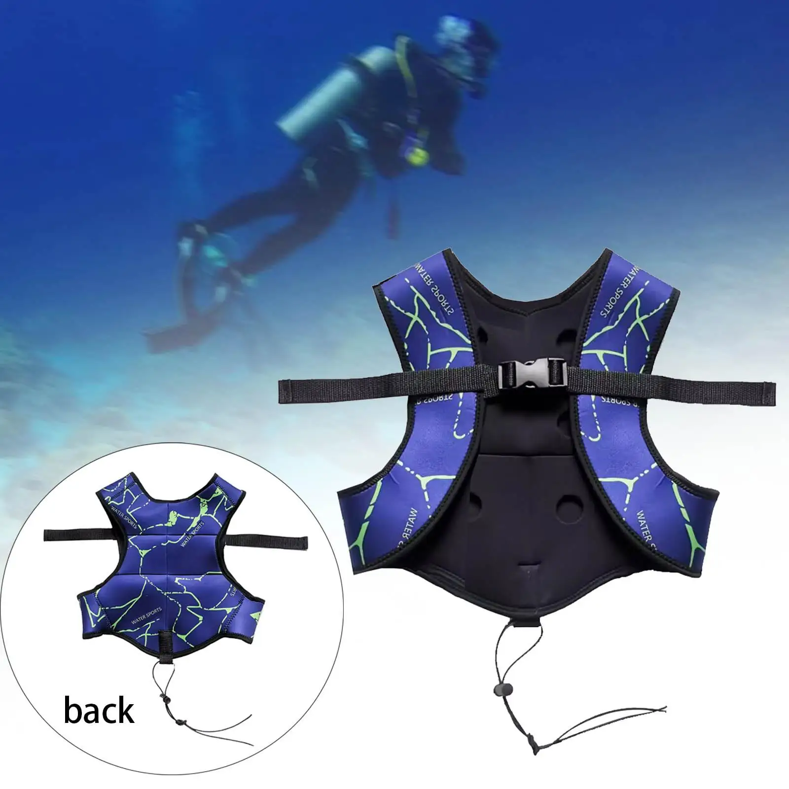 

Жилет Неопреновый для дайвинга, плавающий жилет для подводной рыбалки, регулируемый, с 6 карманами, для водных видов спорта