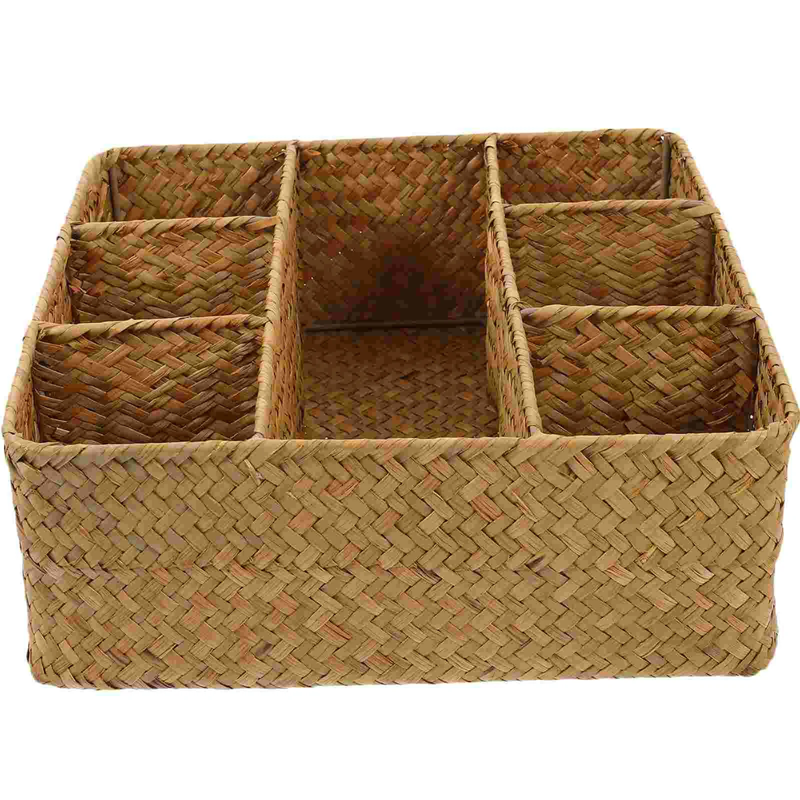 

Home Decor Basket Storage For Table Decorative Decorate Organizer Bedroom Woven Grass Desk