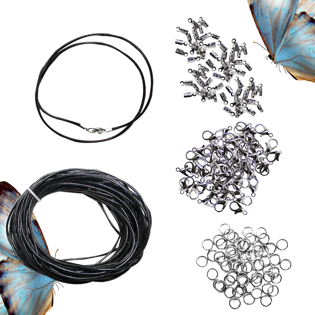 

151Pcs Lobster Claw Clasps Fold Over Cord Ends Jewelry Jump Ring Jewelry Rope for Bracelet DIY Making