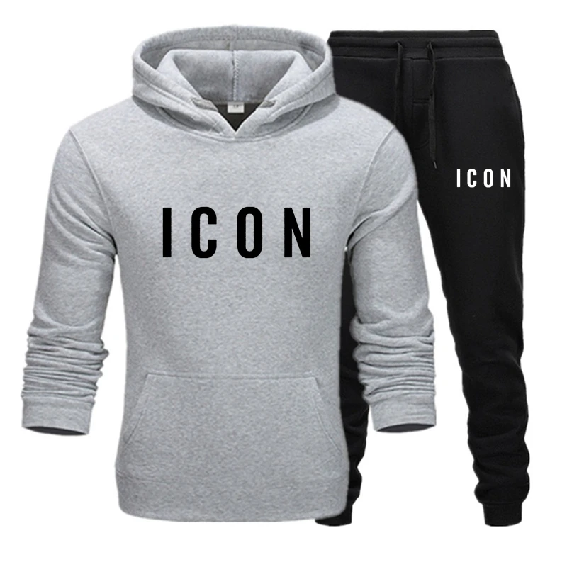 

2021 ICON Printed Men's Suit Hoodie + pants Wool Tracksuit Pure pullover Jacket Sweater Tracksuit super Dalian hat Street wear