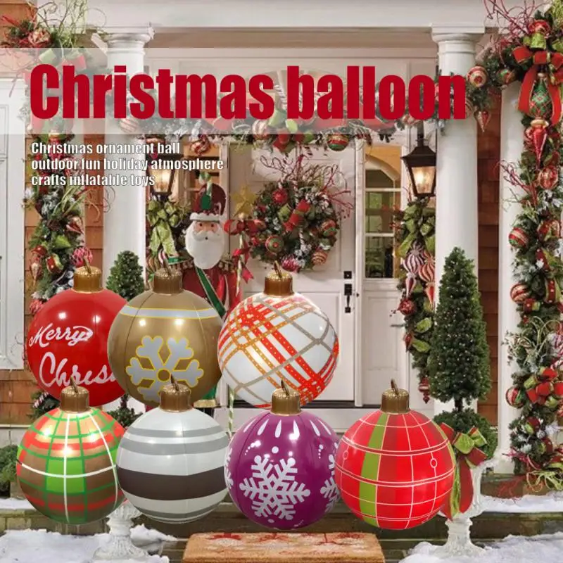 

60CM Christmas Inflatable Balloon Outdoor Decoration Ball PVC Tree Decoration Giant Party Atmosphere Toy Ball Craft Ornament