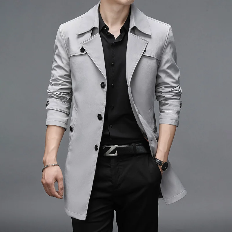 

Brand 2023 Spring Autumn Men Long Trench Coats Hight Quality Button Windbreaker Male Fashion Outerwear Jackets Plus Size 6XL 8XL
