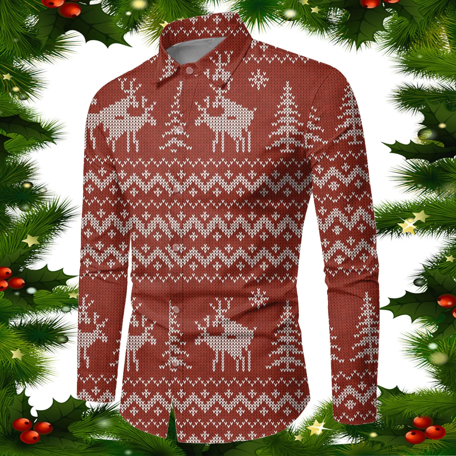 

Мужская осенне-зимняя модель, длинный рукав, полный принт, праздничная забавная атмосферная рубашка, пижама в виде кошки для мужчин