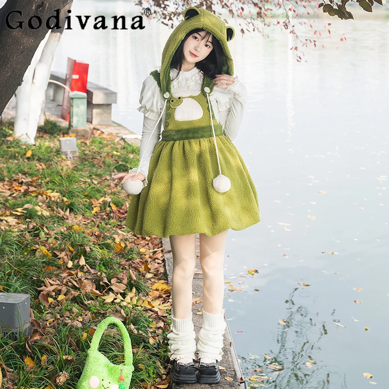 Оригинальный дизайн Kawaii Lolita плюшевое платье женское осенне-зимнее милое на