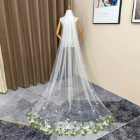 vk skaikru wedding veil with comb ivory applique 3d flowers long cathedral bridal veils for wedding one layer cut edge