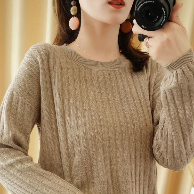

Женский трикотажный свитер с круглым вырезом, из натурального хлопка