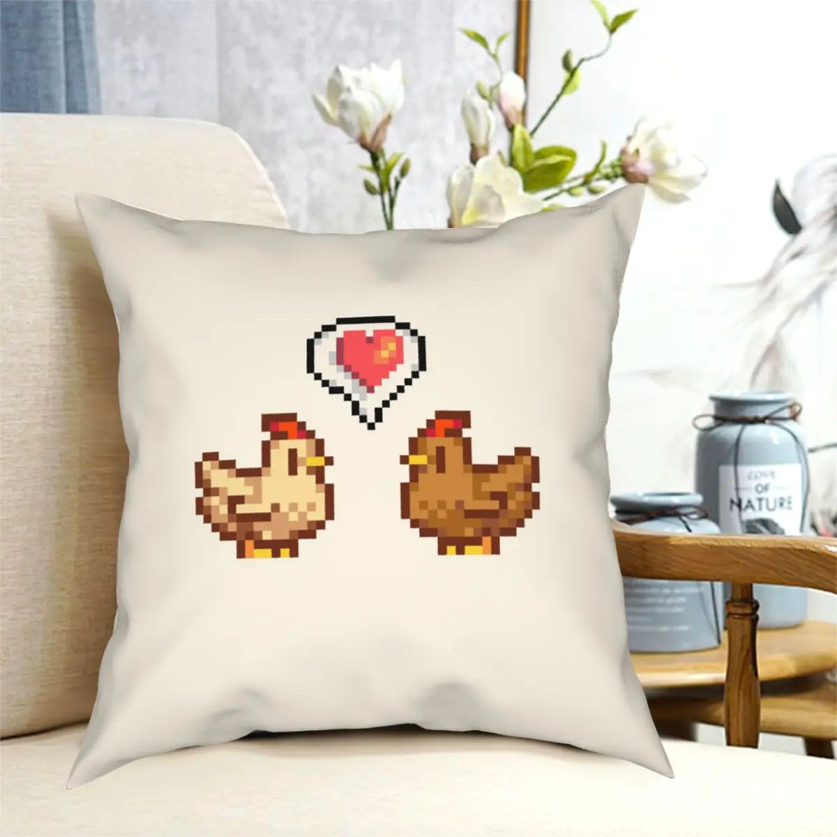 

Stardew Valley Pixel Chicken Love linings for living room cushions 45*45 Polyester Decorative Pillow Creative Pillowcase