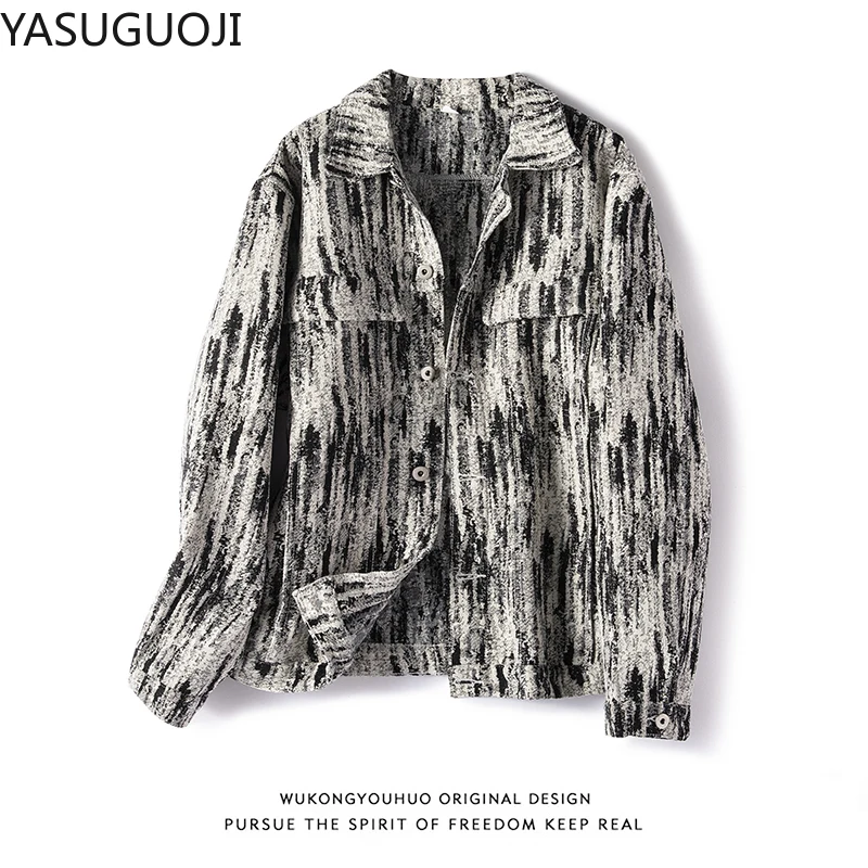 Фото Джинсы с принтом джинсовая мужская yasuguclaw, в стиле хип-хоп, свободная №4