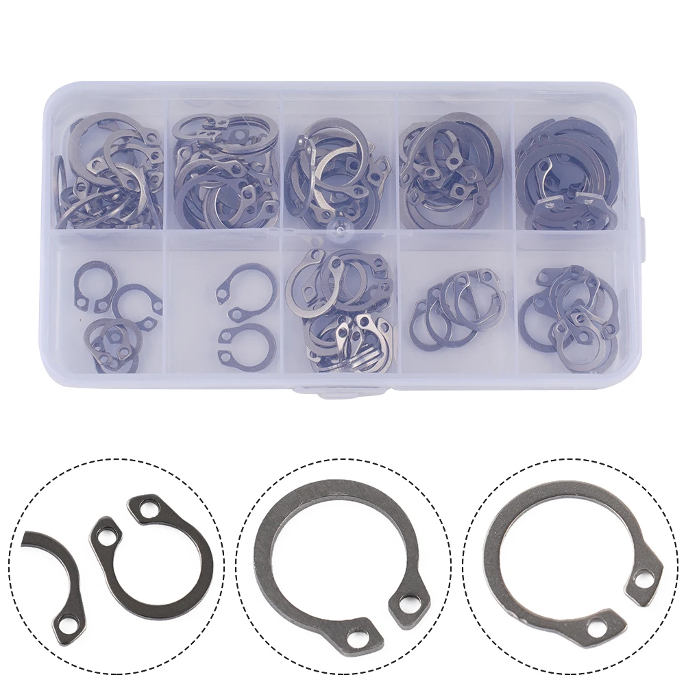 

100pcs 304 Stainless Steel External Circlip Retaining Ring Assortment 8-18mm Set Carbon Steel Circlip Snap Rings